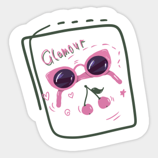 Glamor illustration with cherries. Sticker